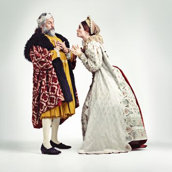 The Queen gets what she wants. Studio shot of a king and queen arguing.