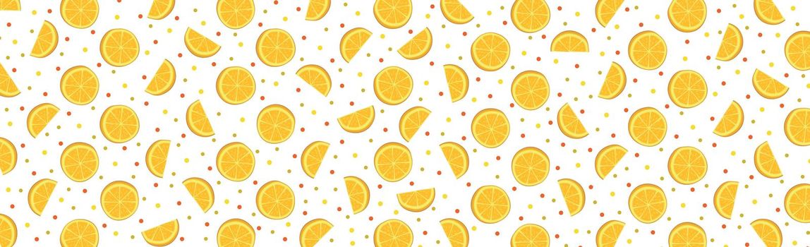 Panoramic pattern web background of rings and orange slices - Vector