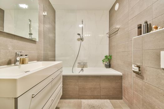 Bathroom with marble walls