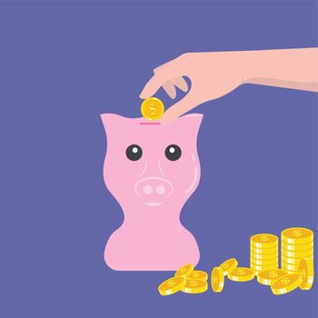 save money in piggy bank vectir illustration concept design template