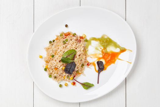 Vegetable rice with carrot and celery puree