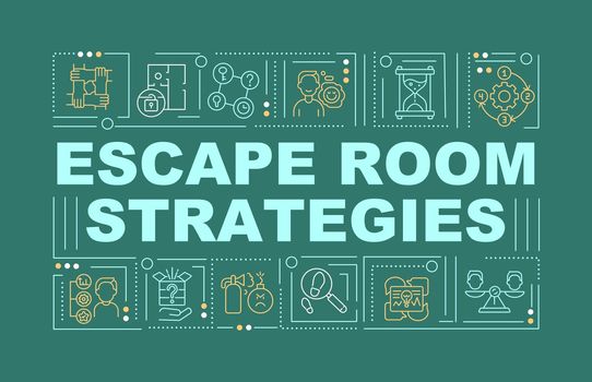 Escape room successful strategies word concepts dark green banner