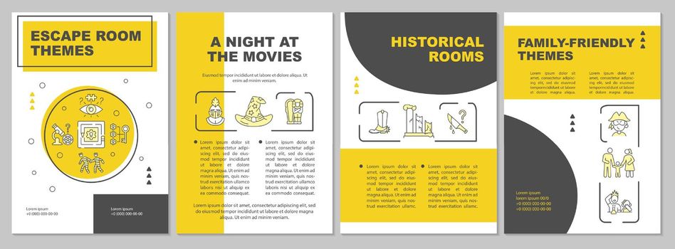 Escape room thematic ideas yellow brochure template