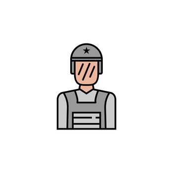 soldier, protection mask, riot police, protection line colored icon. Elements of protests illustration icons. Signs, symbols can be used for web, logo, mobile app, UI, UX