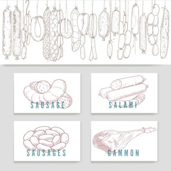 Meat products and sausages set of banners
