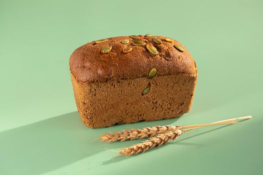 Loaf of hemp bread with pumpkin seeds