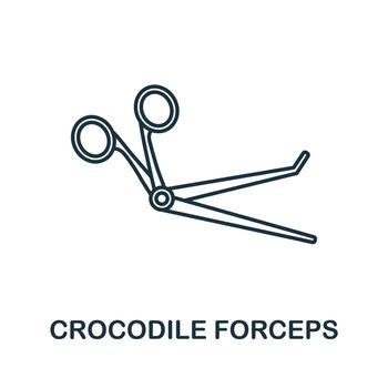 Crocodile Forceps icon. Line element from medical equipment collection. Linear Crocodile Forceps icon sign for web design, infographics and more.