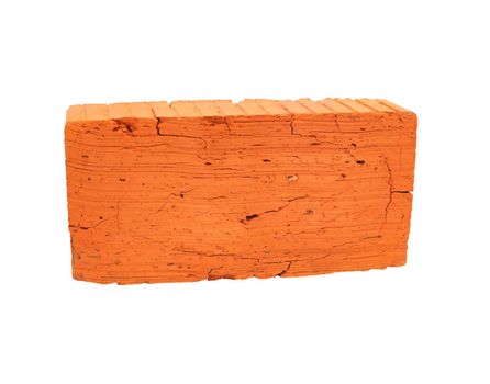 One brick on white background isolated with clipping path