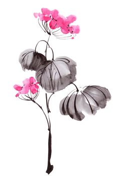Watercolor geranium flower