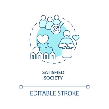 Satisfied society turquoise concept icon