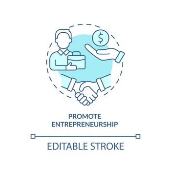 Promote entrepreneurship turquoise concept icon