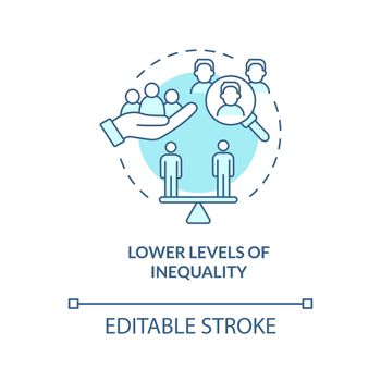 Lower levels on inequality turquoise concept icon