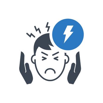 Headache related vector glyph icon.