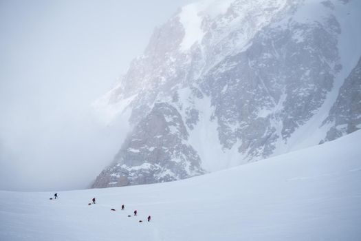 Climbers Descending Motorcycle Hill from 11,000 ft. Camp