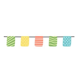 Vector cute pennants icon. Beautiful flags of red. Flat cartoon style.