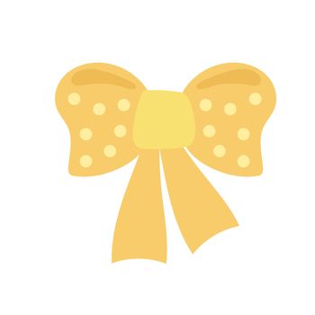Yellow bow. Doodle vector illustration. Simple hand drawn icon on white