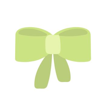 Green bow. Doodle vector illustration. Simple hand drawn icon on white