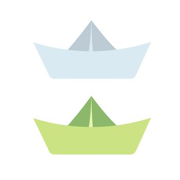 Hand drawn paper boat icons. Simple drawing of origami ship