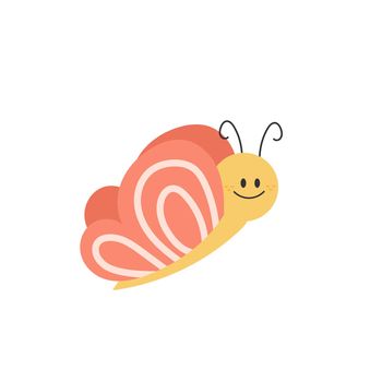 Cartoon butterfly. Cute smiling character for childish design. Vector