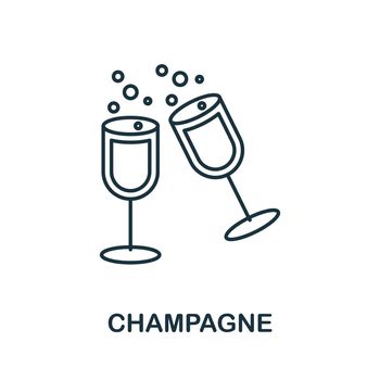 Champagne icon. Line element from party icon collection. Linear Champagne icon sign for web design, infographics and more.