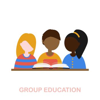 Group Education flat icon. Simple colors elements from online education collection. Flat Group Education icon for graphics, wed design and more.