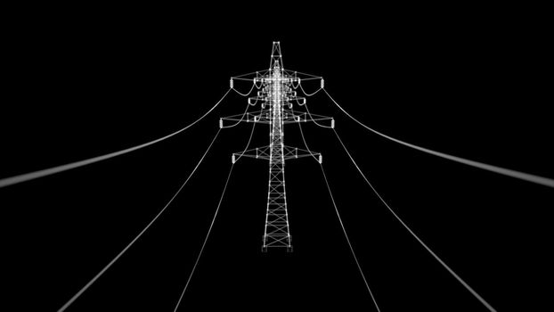 High voltage electric towers Hologram. Energy and Technology Concept