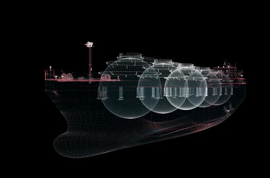 Hologram LNG tanker. Transport, Energy and Technology Concept