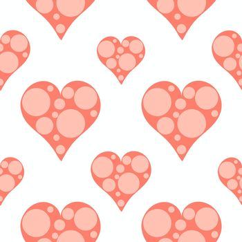 Coral hearts seamless romantic pattern