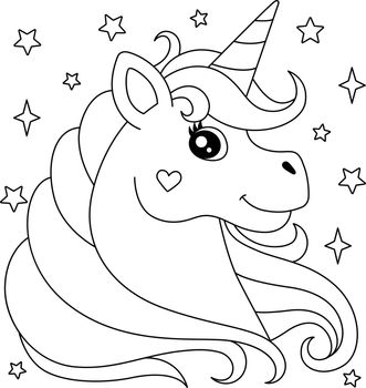 Unicorn Head Coloring Page for Kids