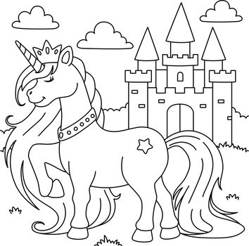 Unicorn Princess Coloring Page for Kids