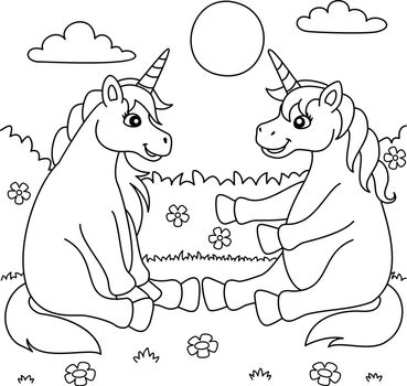 Unicorn Talking With A Friend Coloring Page