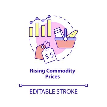 Rising commodity prices concept icon