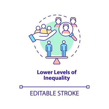 Lower levels on inequality concept icon