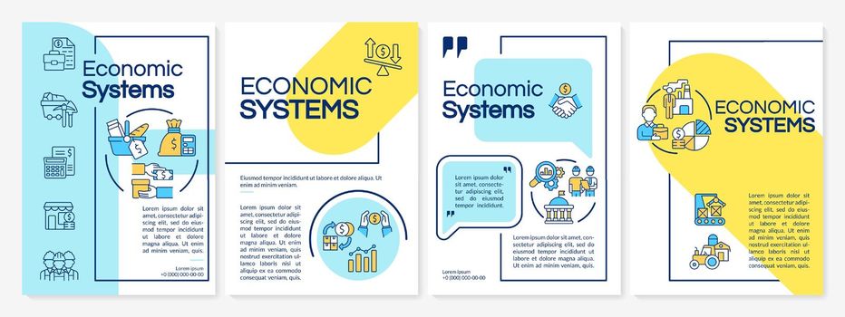 Economic system guideline blue, yellow brochure template