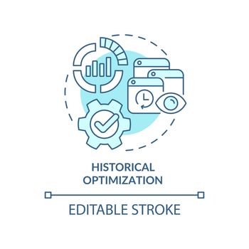 Historical optimization turquoise concept icon