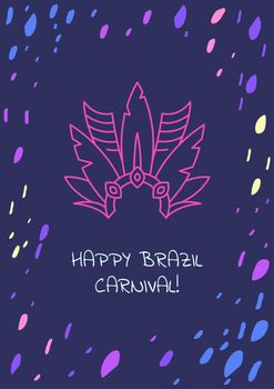 Brazilian carnival postcard with linear glyph icon