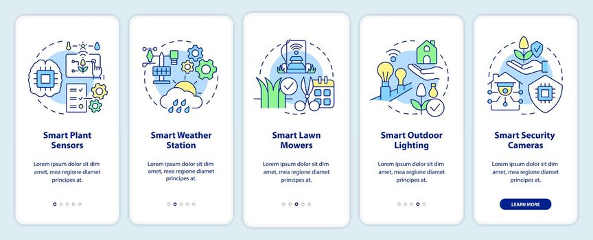 Smart devices for gardens onboarding mobile app screen