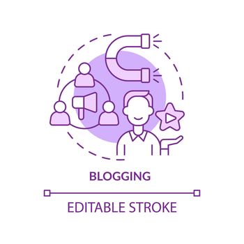 Blogging purple concept icon