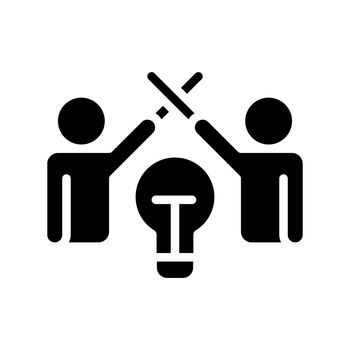 Conflict management black glyph icon