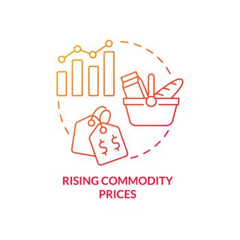 Rising commodity prices red gradient concept icon