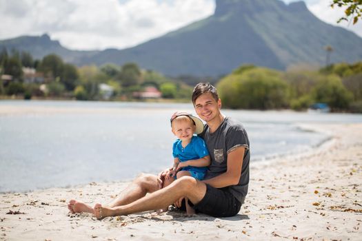 Father and son on the island Mauritius