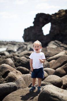 Portrait of a little boy on the island.