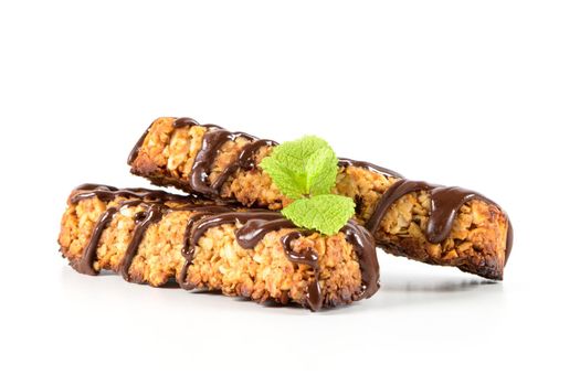Cereal bars with peanuts and chocolate