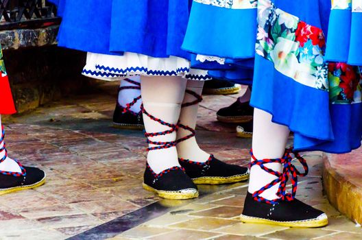 traditional colorful shoes for folk costumes in Spain, dance shoes