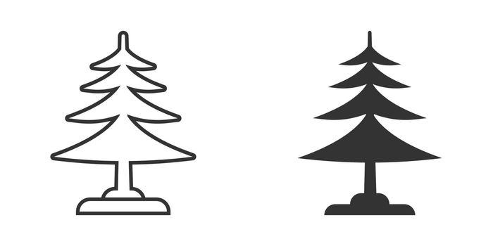 Conifer tree icon in flat style. Fir flora vector illustration on white isolated background. Ecology sign business concept.
