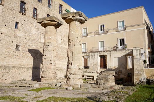 Doric columns of Temple of Poseidon in Taranto (Magna Graecia), Apulia (Puglia), Italy