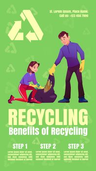 Benefits of recycling infographics poster, ecology
