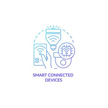 Smart connected devices blue gradient concept icon