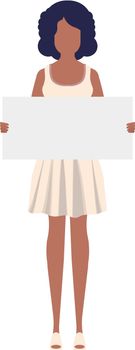A woman is protesting with an empty transporter in her hands. Flat style. Vector illustration.