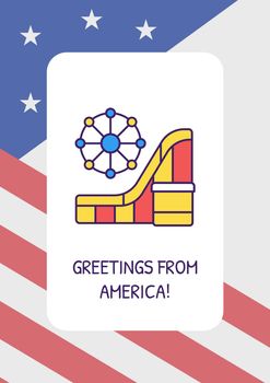 Greetings from America greeting card with color icon element